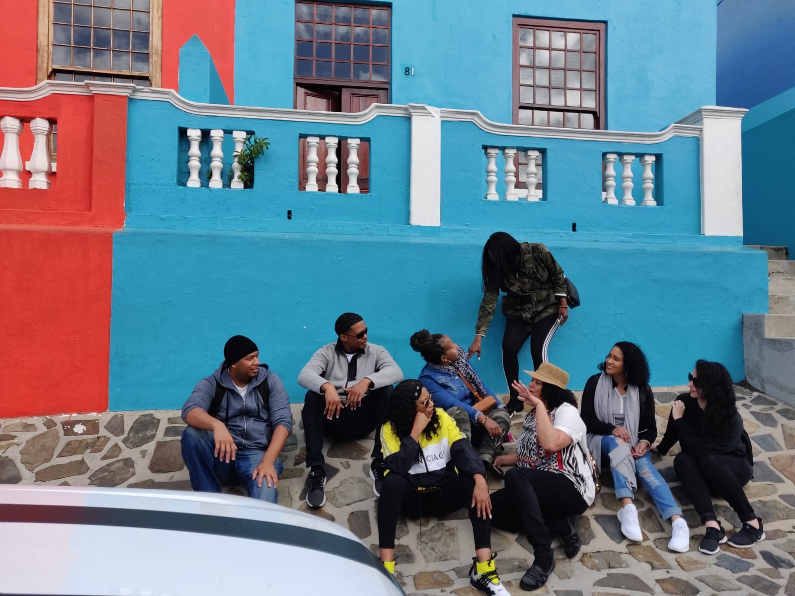 Colorful homes and visitors in Cape Town's Bo-Kaap neighborhood